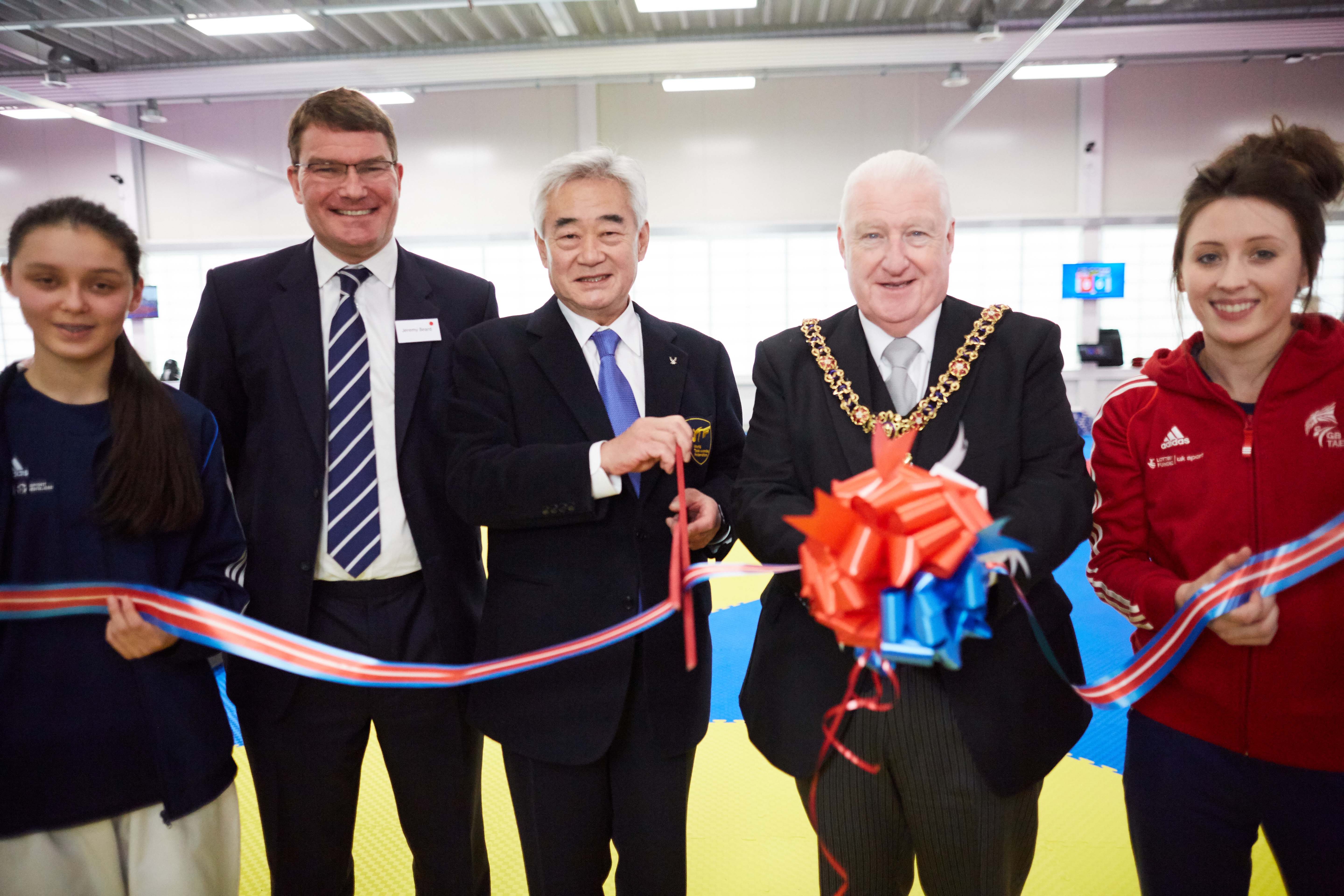 National Taekwondo Centre in Manchester official opening of the new Centre after a £3m transformation. Pictured Chungwon Choue, President of the World Taekwondo Federation opens the new centre